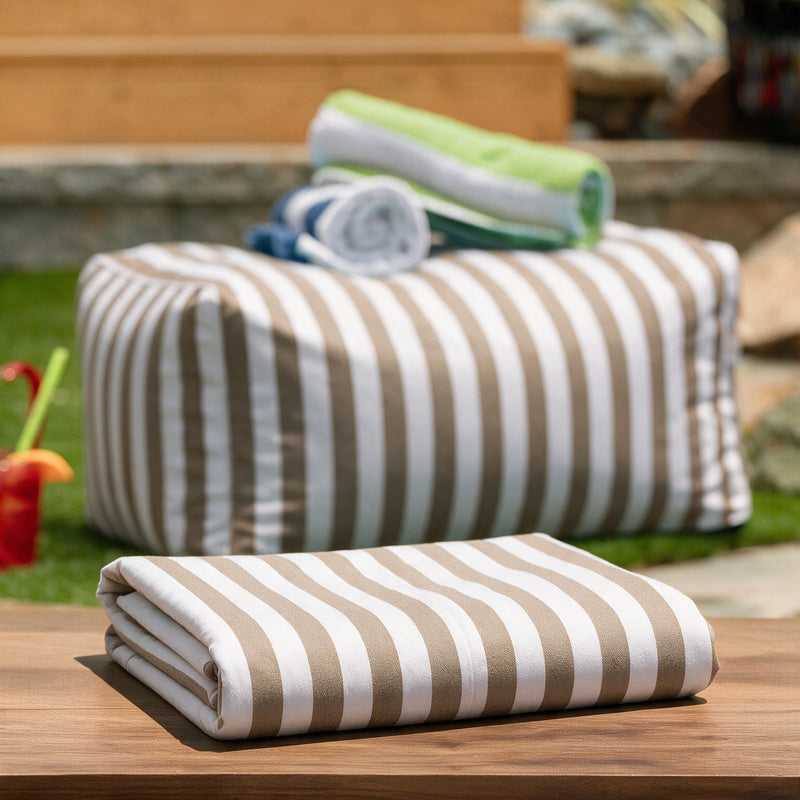 Leon Refresh™ in Taupe Stripes Patterned Outdoor Fabric