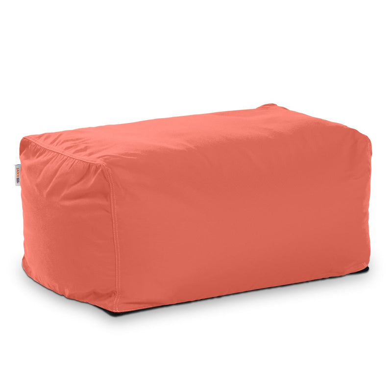 Coral-colored bean bag chair on a white background