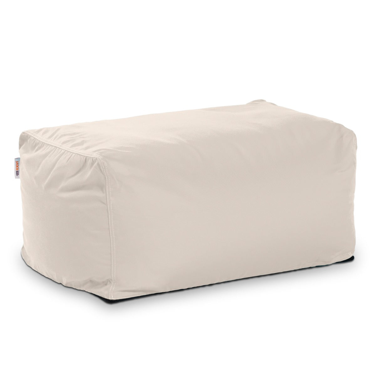 Beige rectangular ottoman on a white background