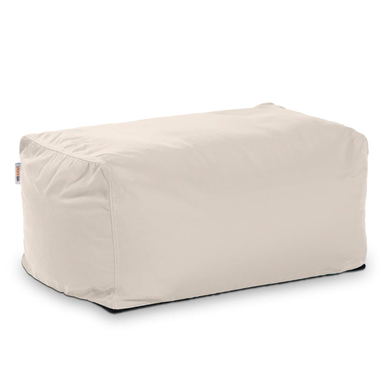 Beige rectangular ottoman on a white background