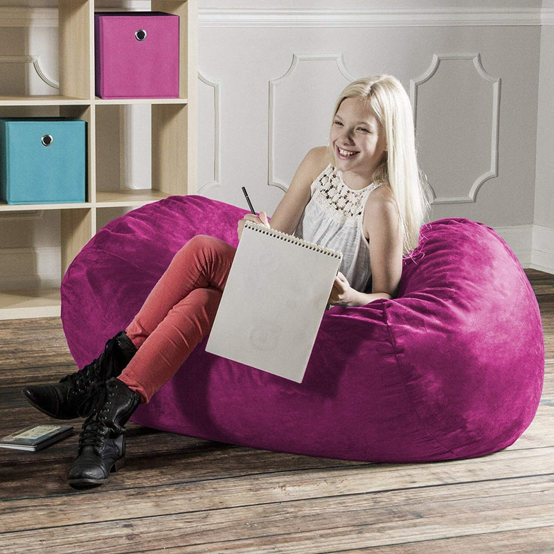 Girl studying on Lounger 4’ Kids Bean Bag 