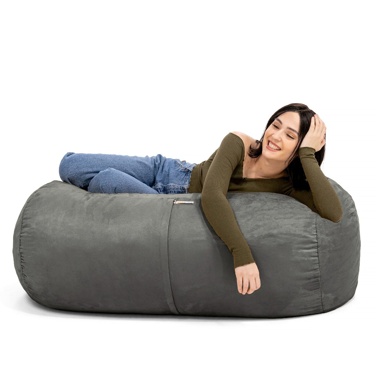 Model relaxing on Jaxx Lounger 4 Bean Bag
