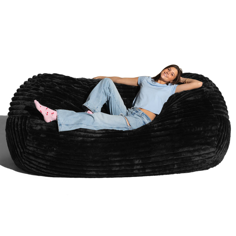 Lounger 7 in Striped Black Faux Fur