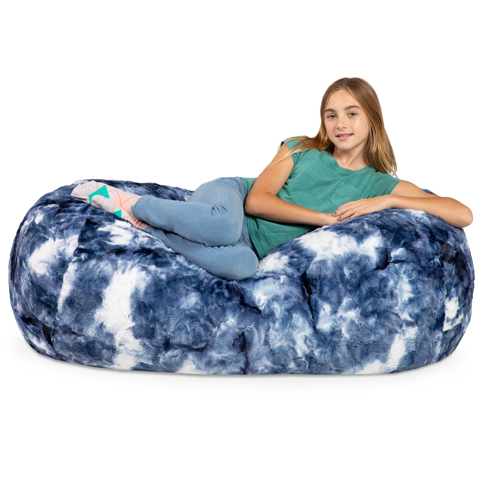 Lounger 4 in Blue White Faux Fur