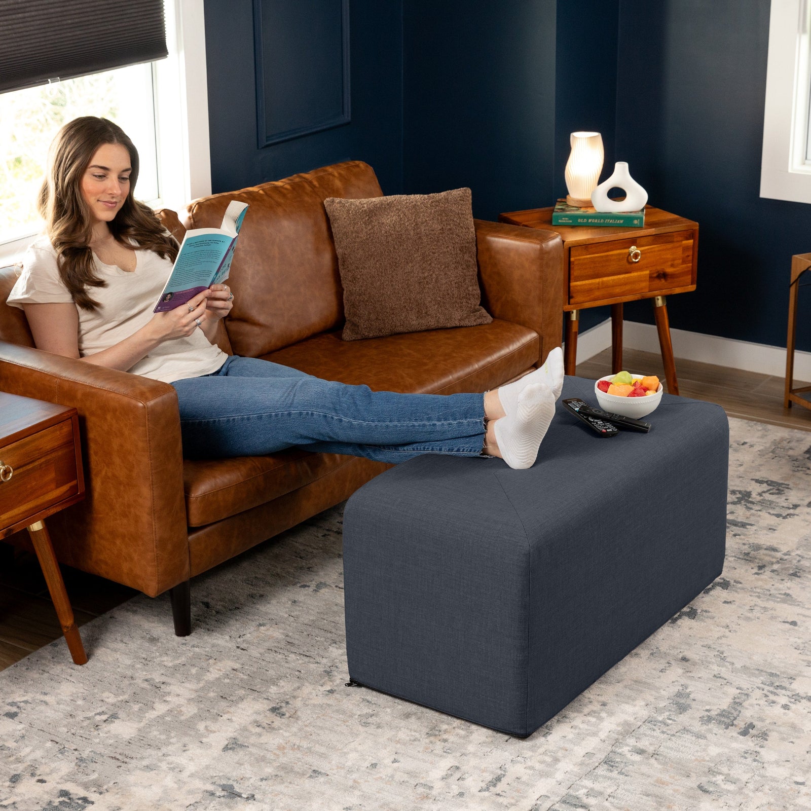 Monroe Large in Denim FibreGuard Smart Microvelvet