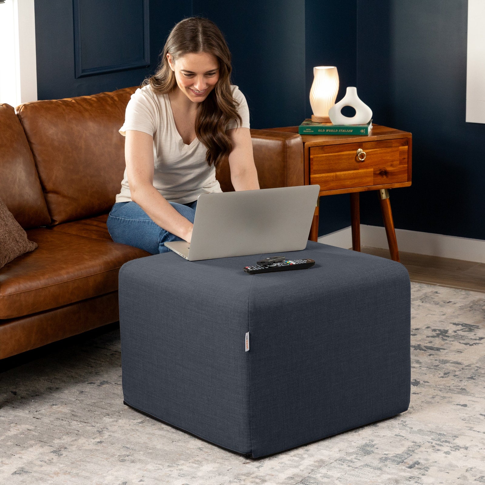 Monroe Medium in Denim FibreGuard Smart Microvelvet