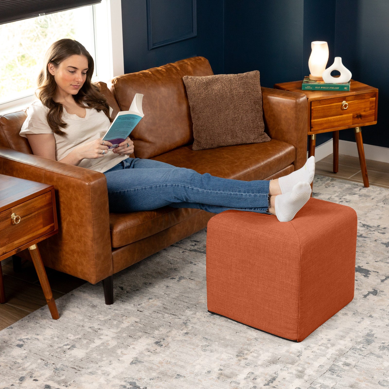 Monroe in Canyon Orange FibreGuard Smart Microvelvet