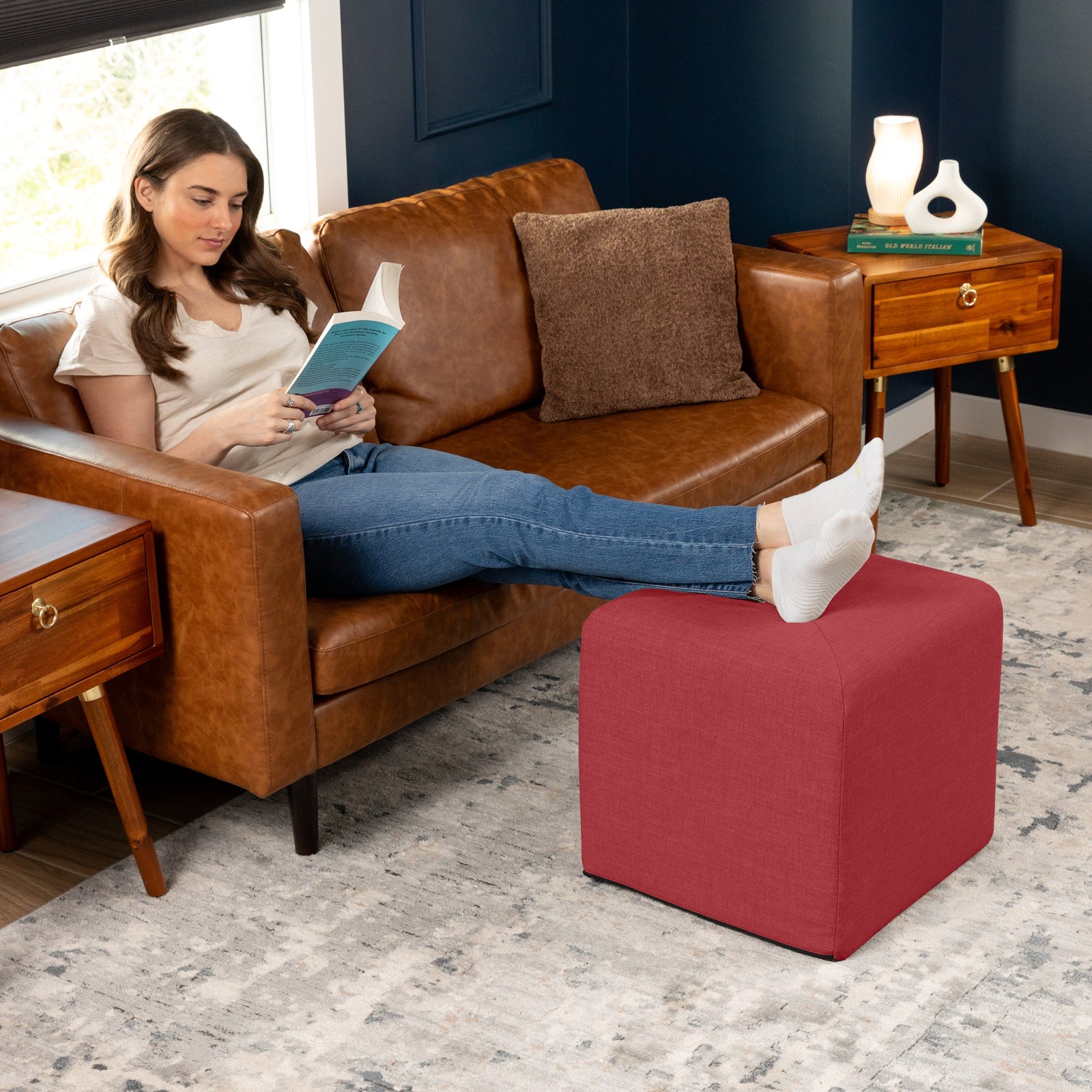 Monroe in Poppy Red FibreGuard Smart Microvelvet