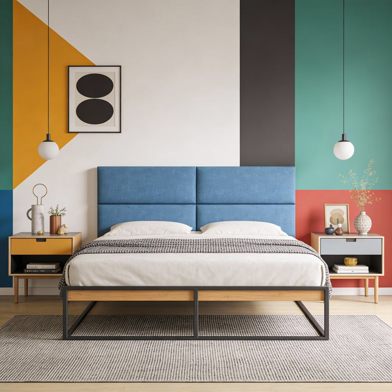Panelist Slim Headboard Panels in Petrol FibreGuard Deluxe Microvelvet