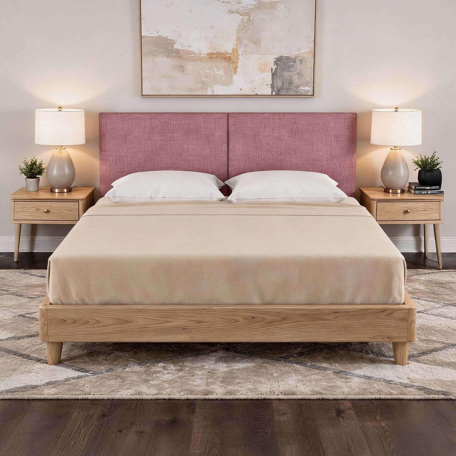 Panelist Wide Headboard Panels in Vino Red FibreGuard Deluxe Microvelvet