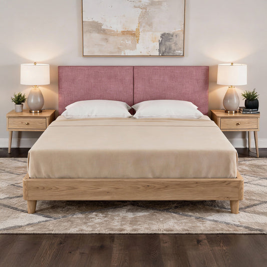 Panelist Wide Headboard Panels in Vino Red FibreGuard Deluxe Microvelvet