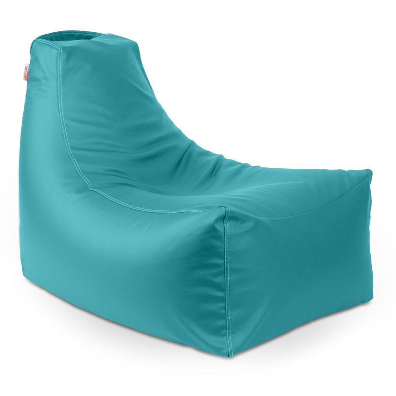 Turquoise bean bag chair on a white background
