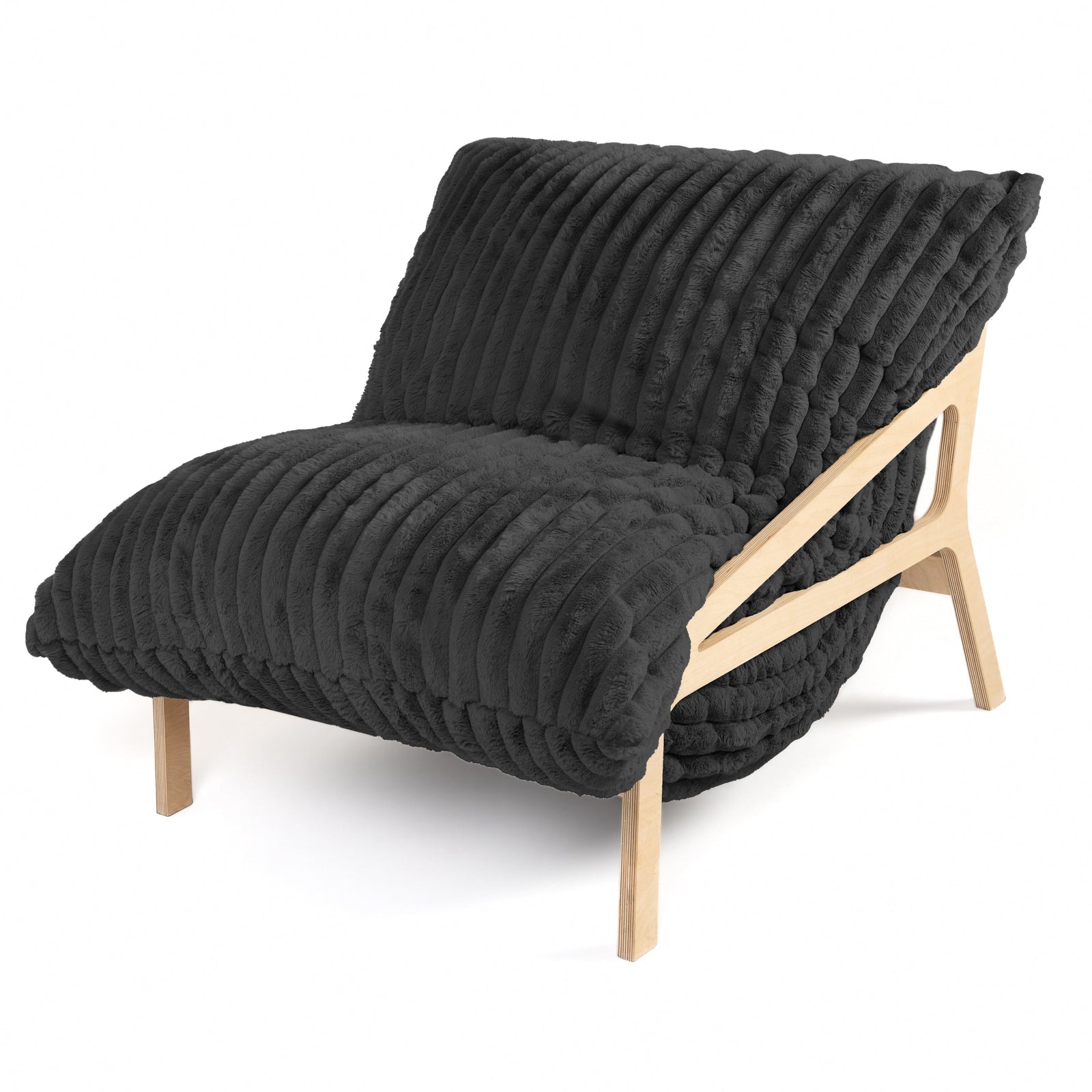 Pillow Saxx 5 Chair in Striped Black Faux Fur