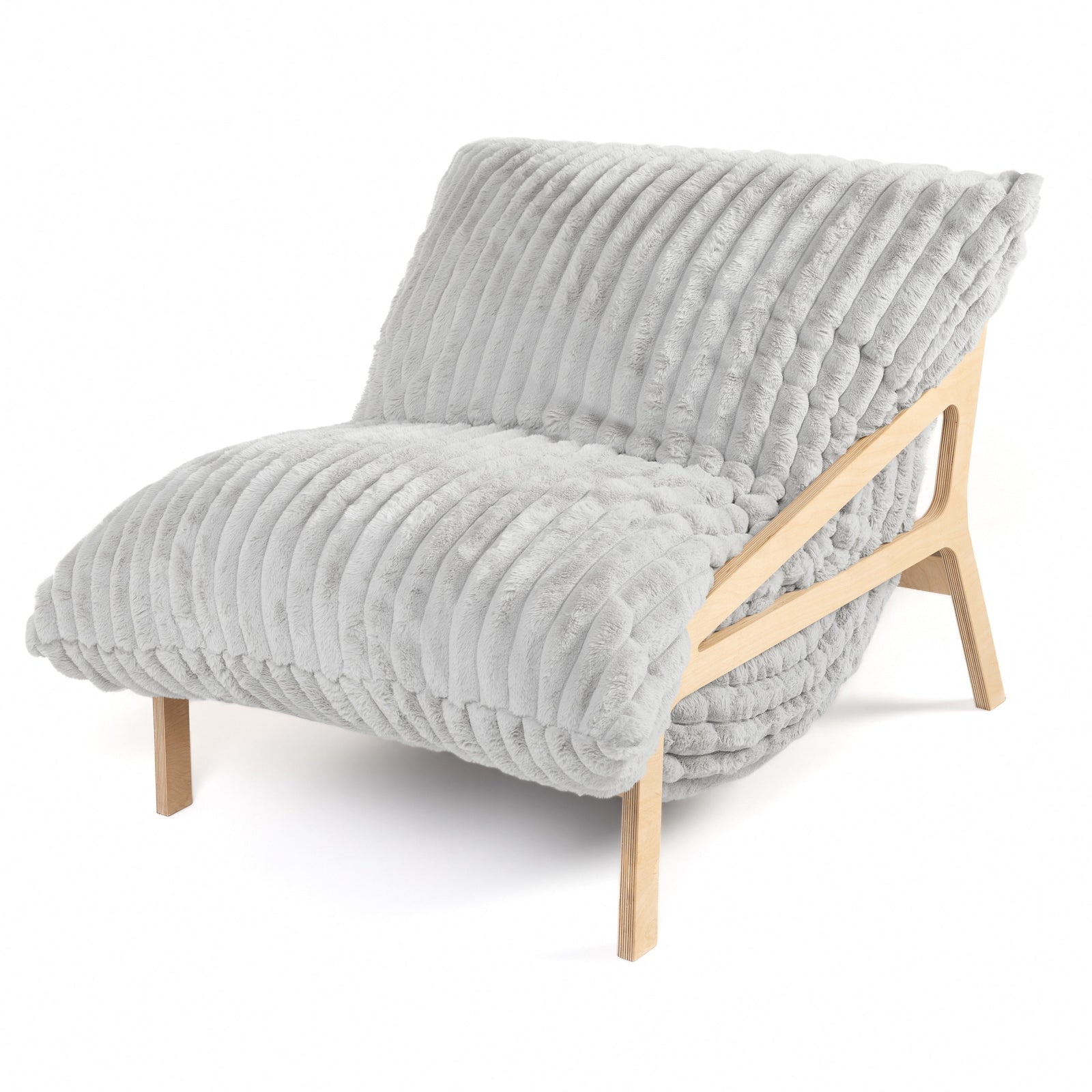 Pillow Saxx 5 Chair in Striped Gray Faux Fur