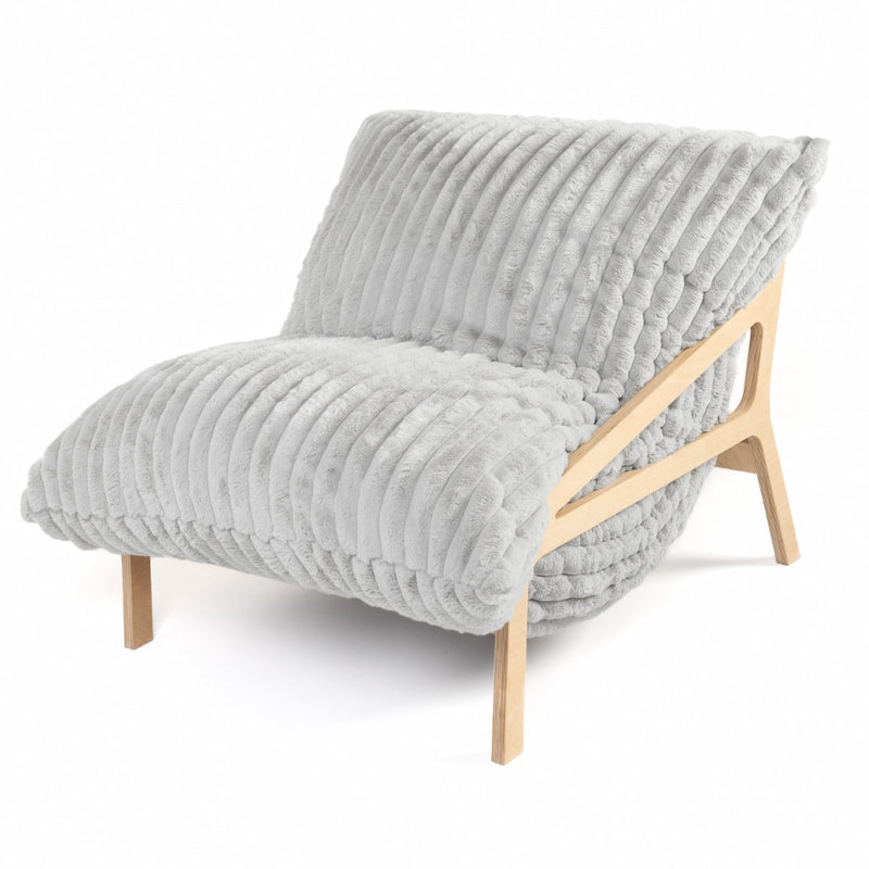 Pillow Saxx 5 Chair in Striped Gray Faux Fur