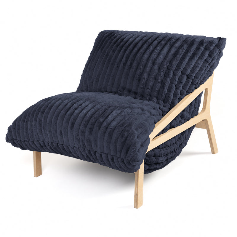 Pillow Saxx 5 Chair in Striped Navy Faux Fur