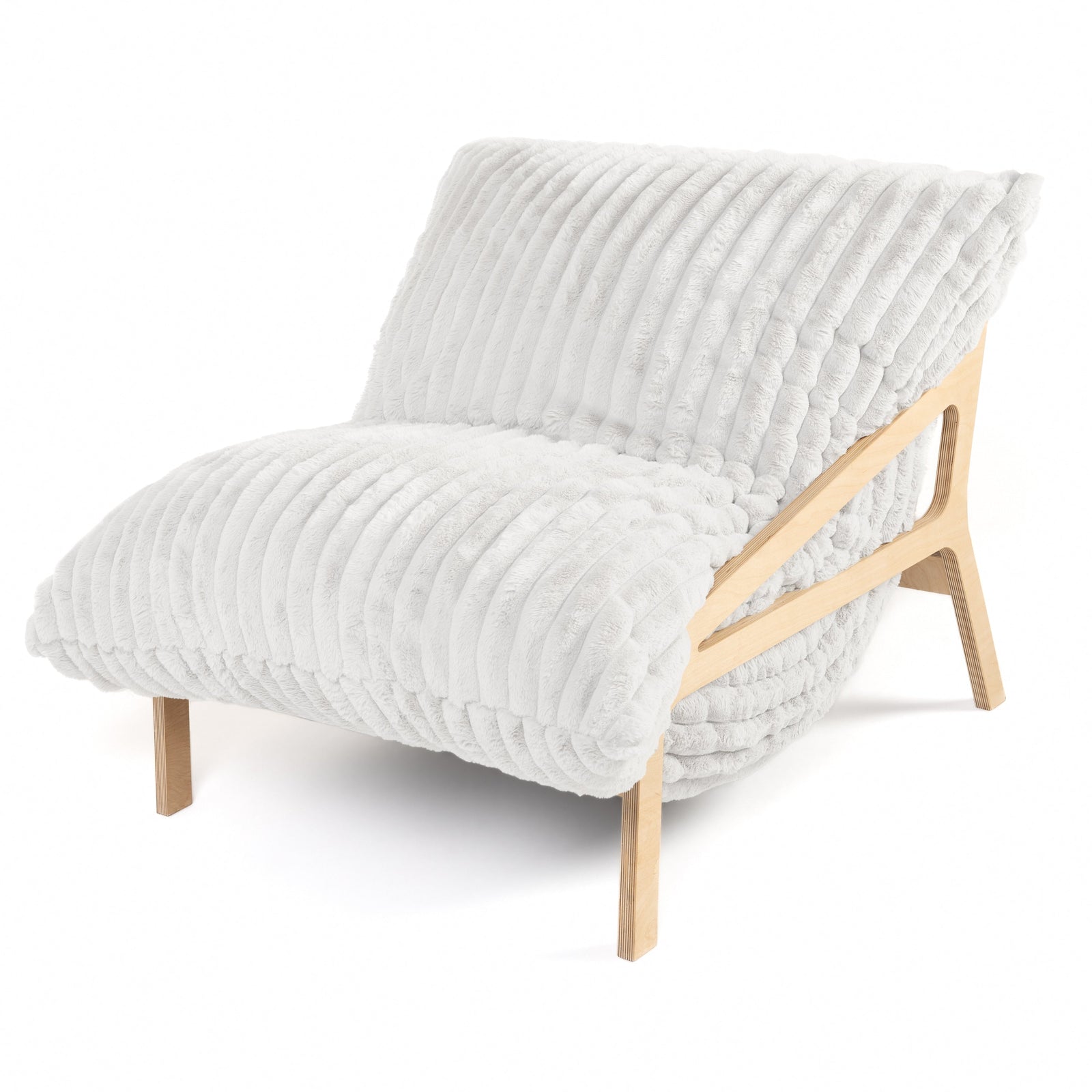 Pillow Saxx 5 Chair in Striped White Faux Fur