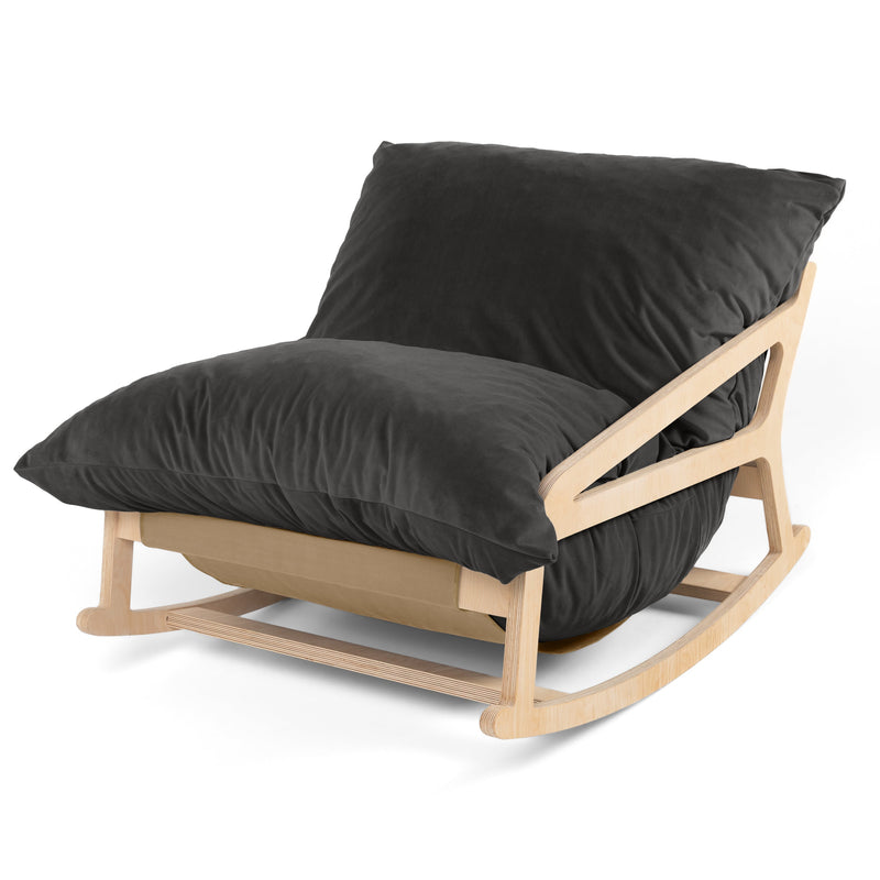 Pillow Saxx 5 Rocking Chair in Black Lush Velvet
