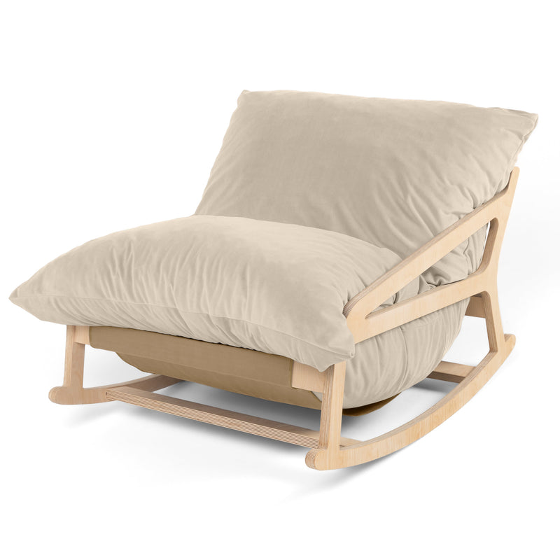 Pillow Saxx 5 Rocking Chair in Cream Lush Velvet