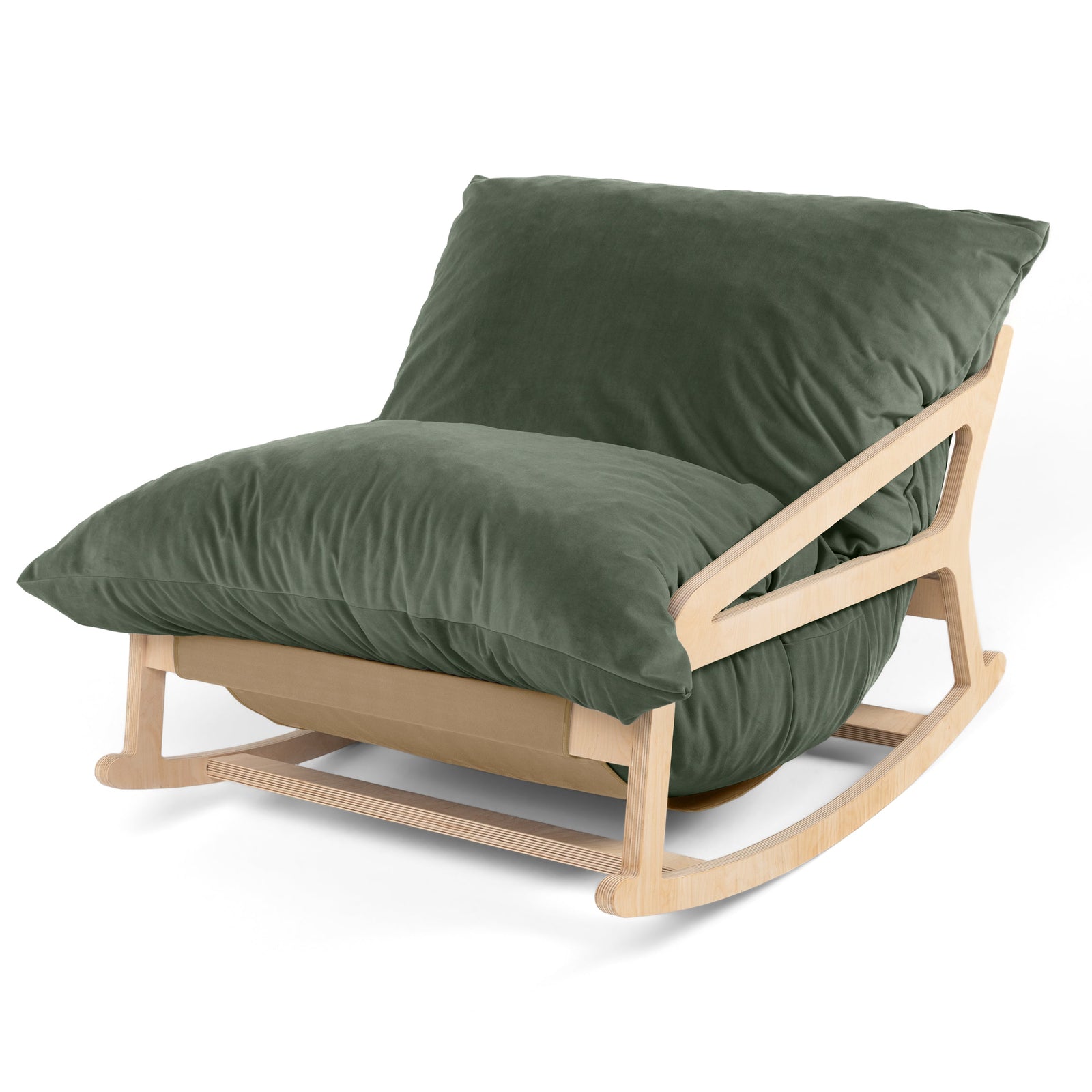Pillow Saxx 5 Rocking Chair in Green Lush Velvet