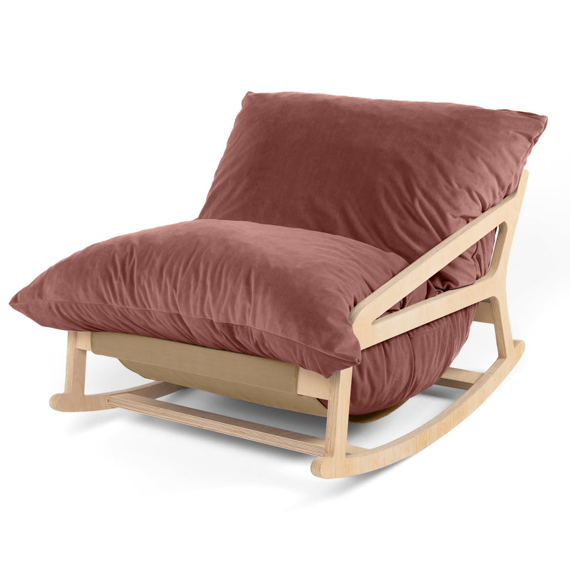 Pillow Saxx 5 Rocking Chair in Mauve Lush Velvet