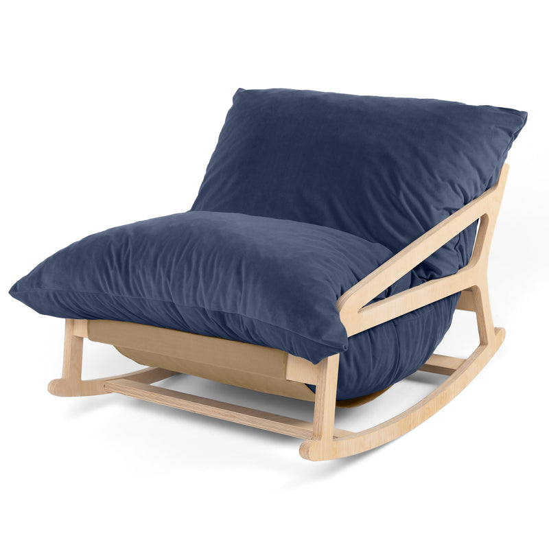 Pillow Saxx 5 Rocking Chair in Blue Lush Velvet