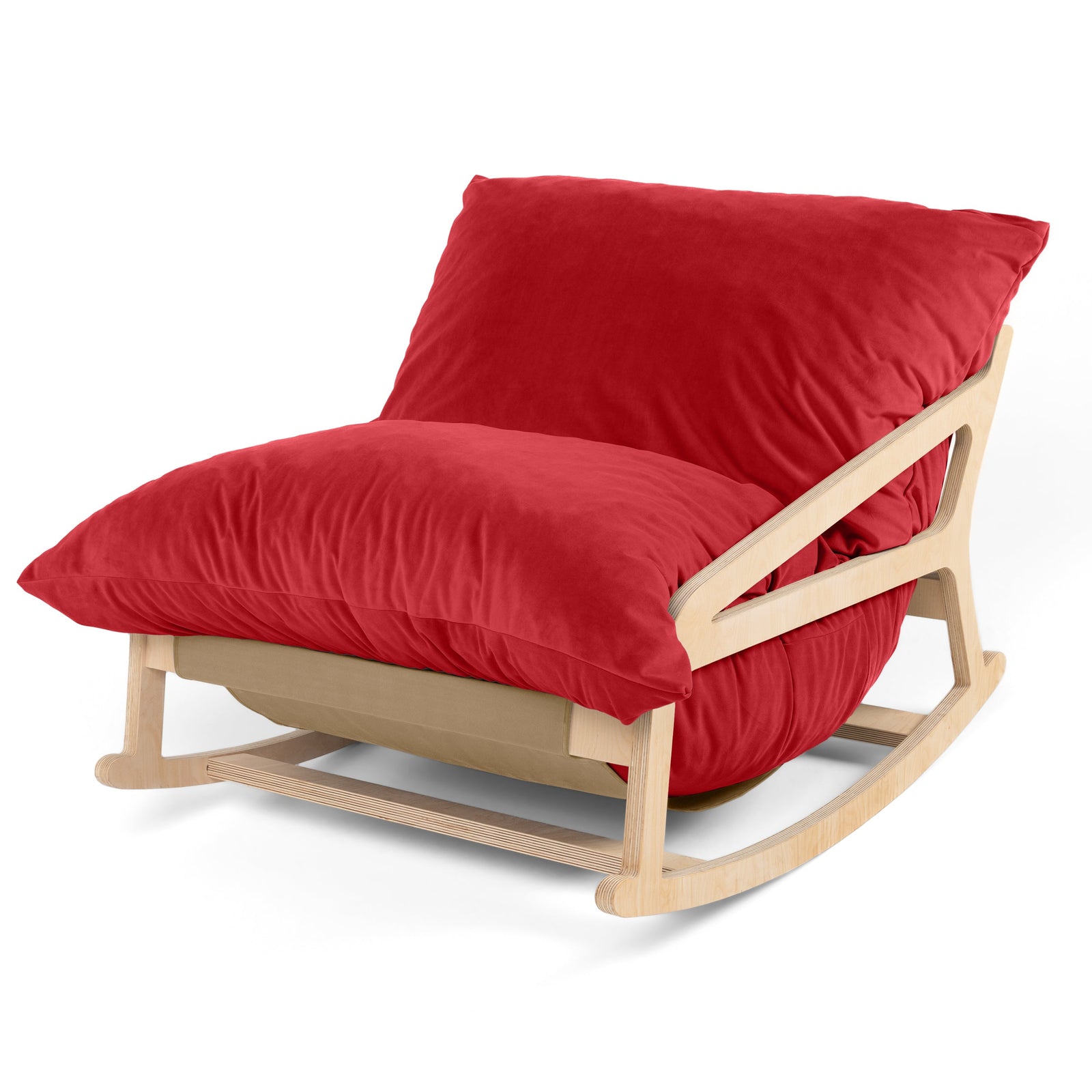 Pillow Saxx 5 Rocking Chair in Red Lush Velvet