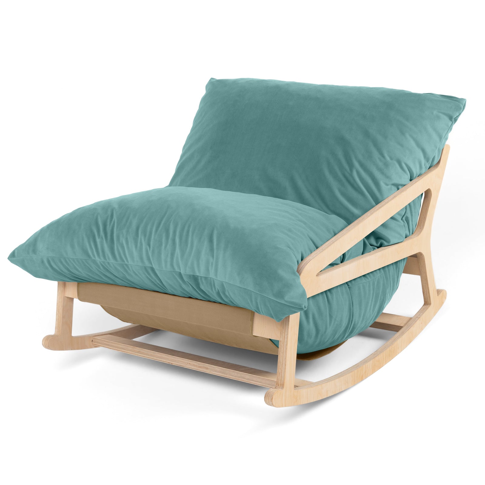 Pillow Saxx 5 Rocking Chair in Turquoise Lush Velvet