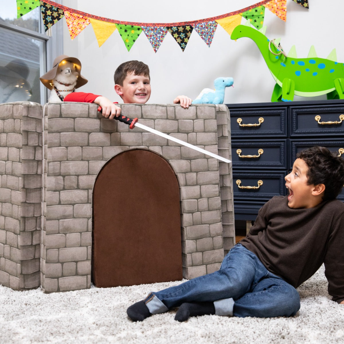 PlayScape CastleGate in Gray Stone Printed Microsuede