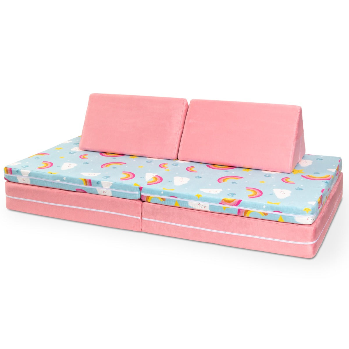 PlayScape in Blue Rainbow Printed Microsuede