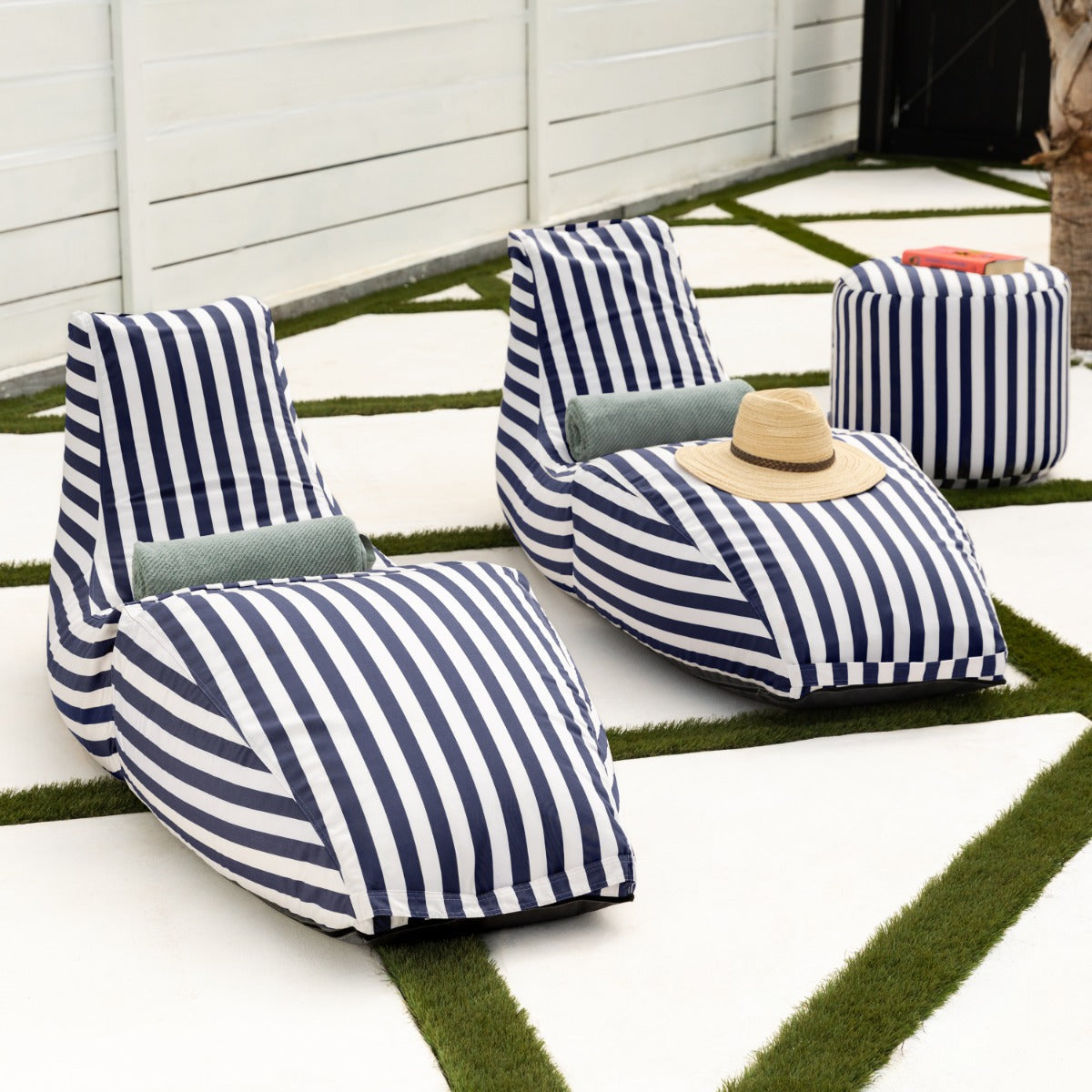 Prado Outdoor in Navy Stripes Patterned Outdoor Fabric
