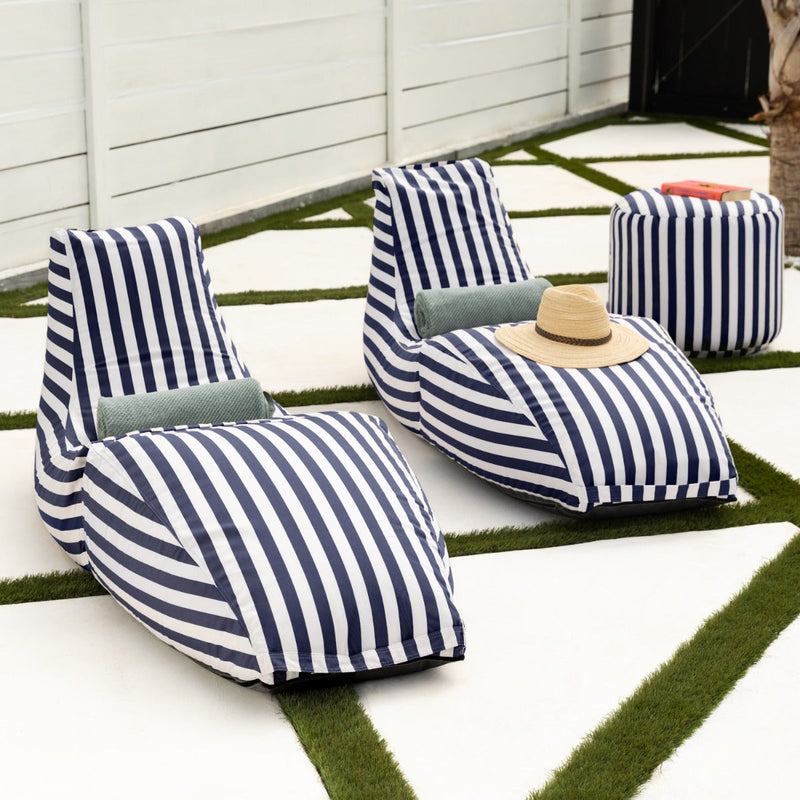 Prado Outdoor in Navy Stripes Patterned Outdoor Fabric