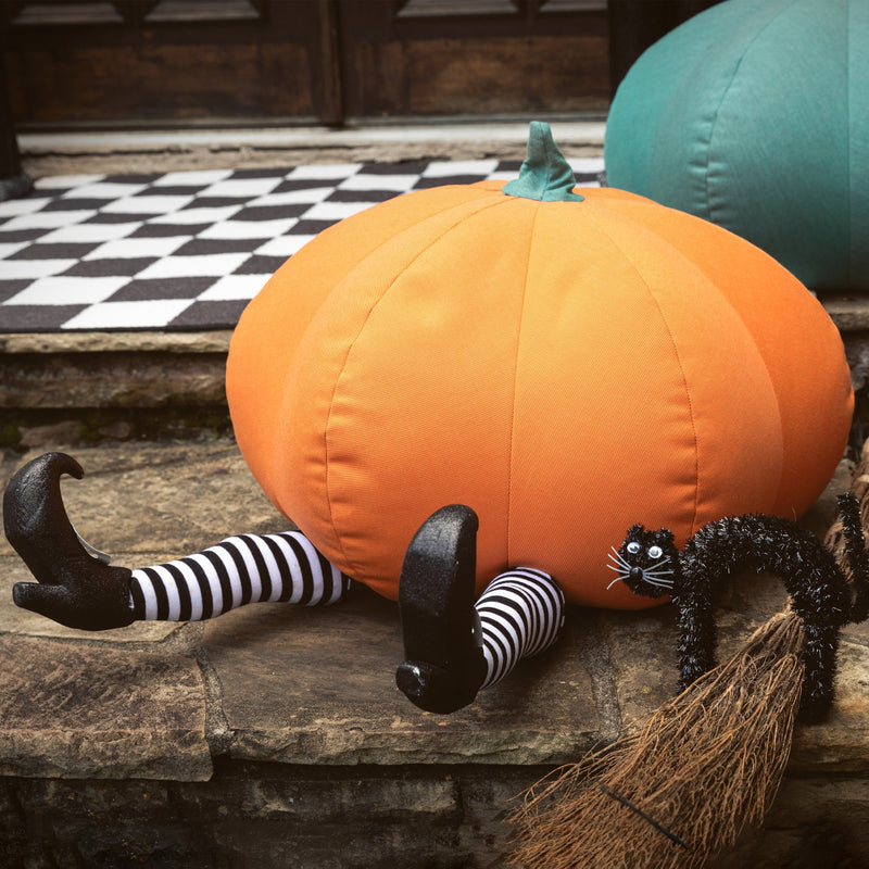 Pumpkin Pouf in Tangerine Sunbrella