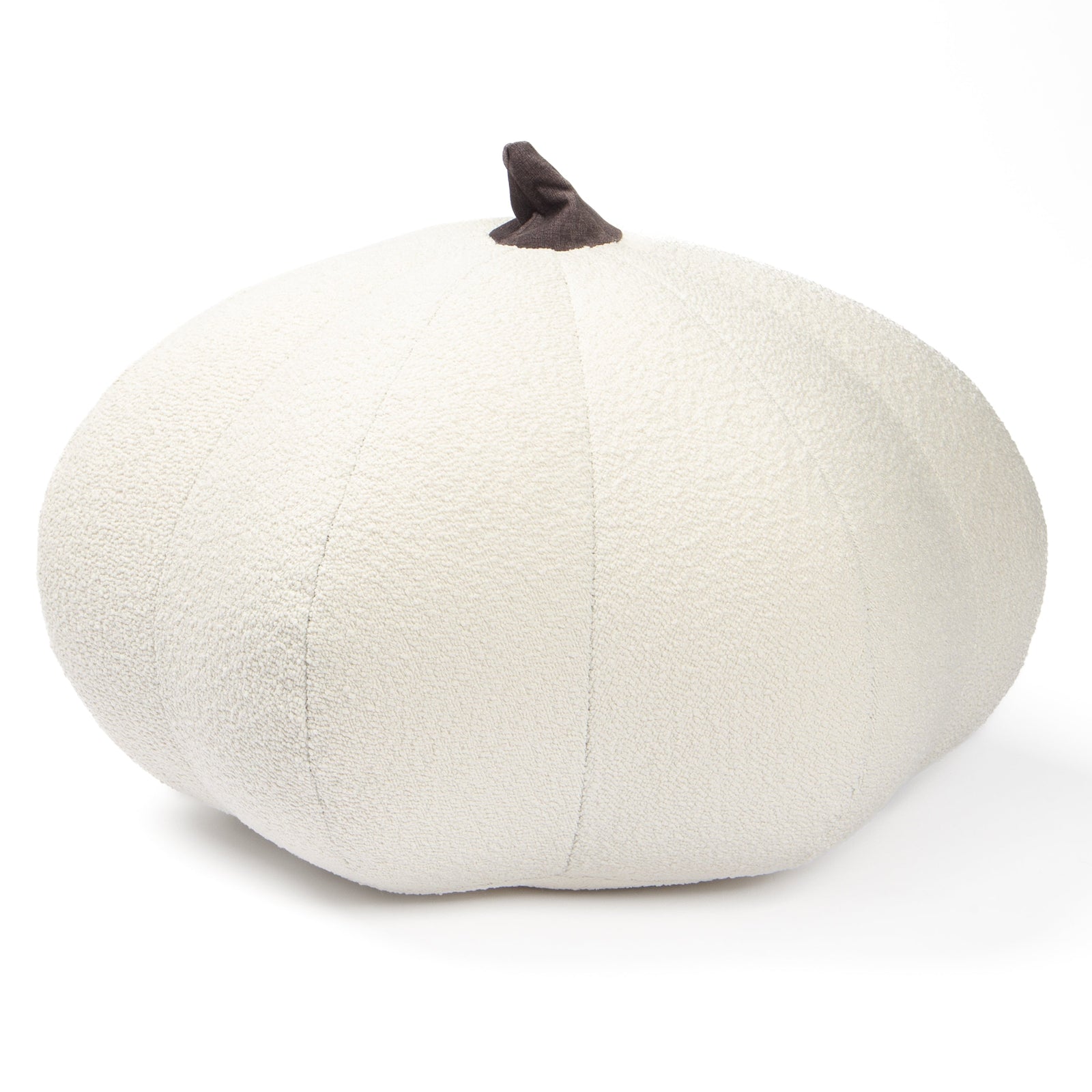 Pumpkin Pouf in White Boucle