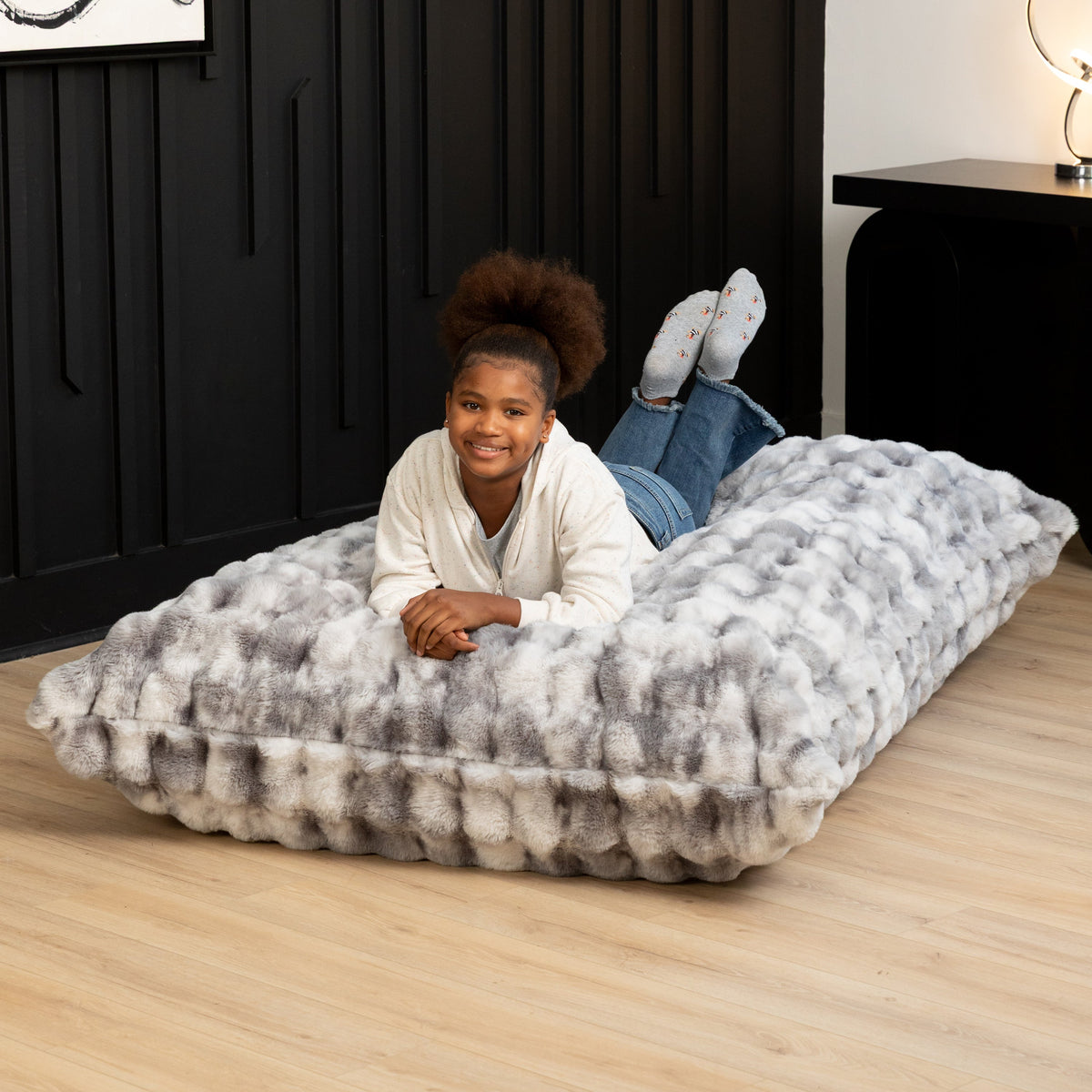 LoungePuff by Raven-Symoné in Phantom Gray Faux Fur