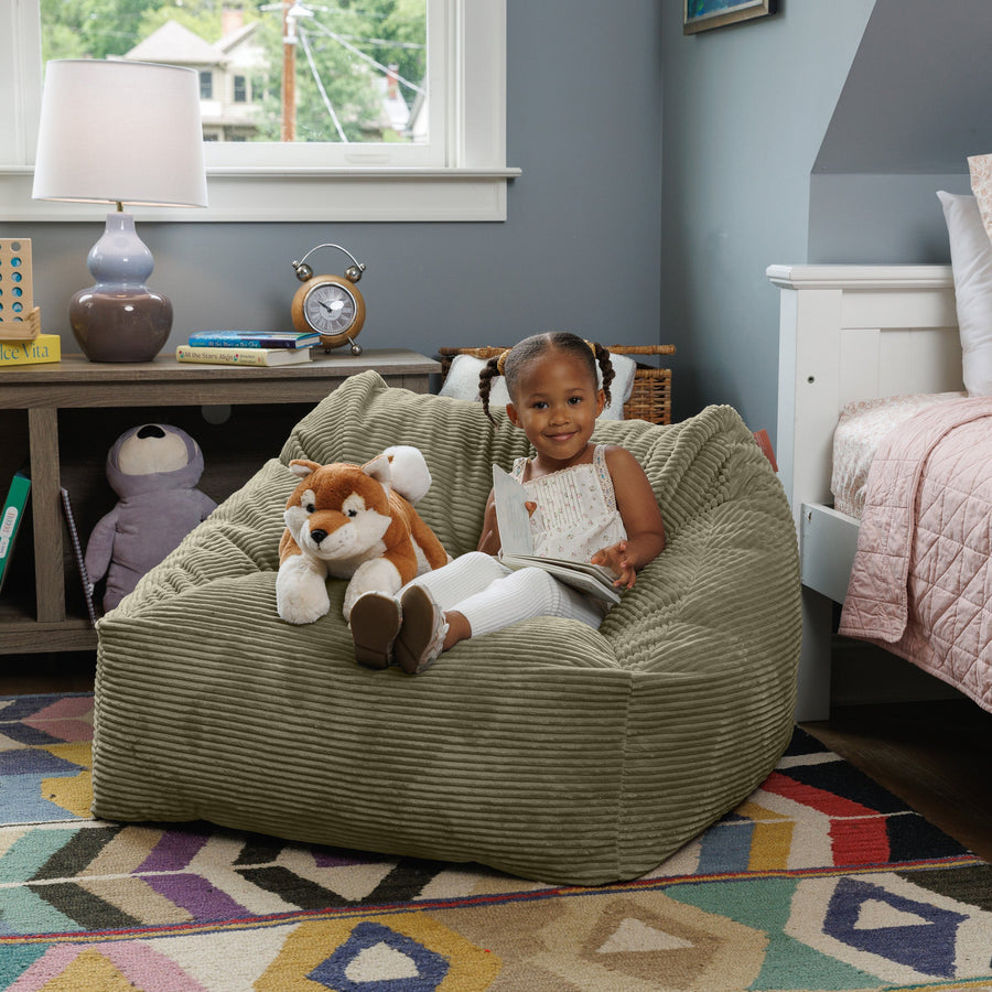 Nook Armchair by Raven-Symoné in Plush Corduroy Green