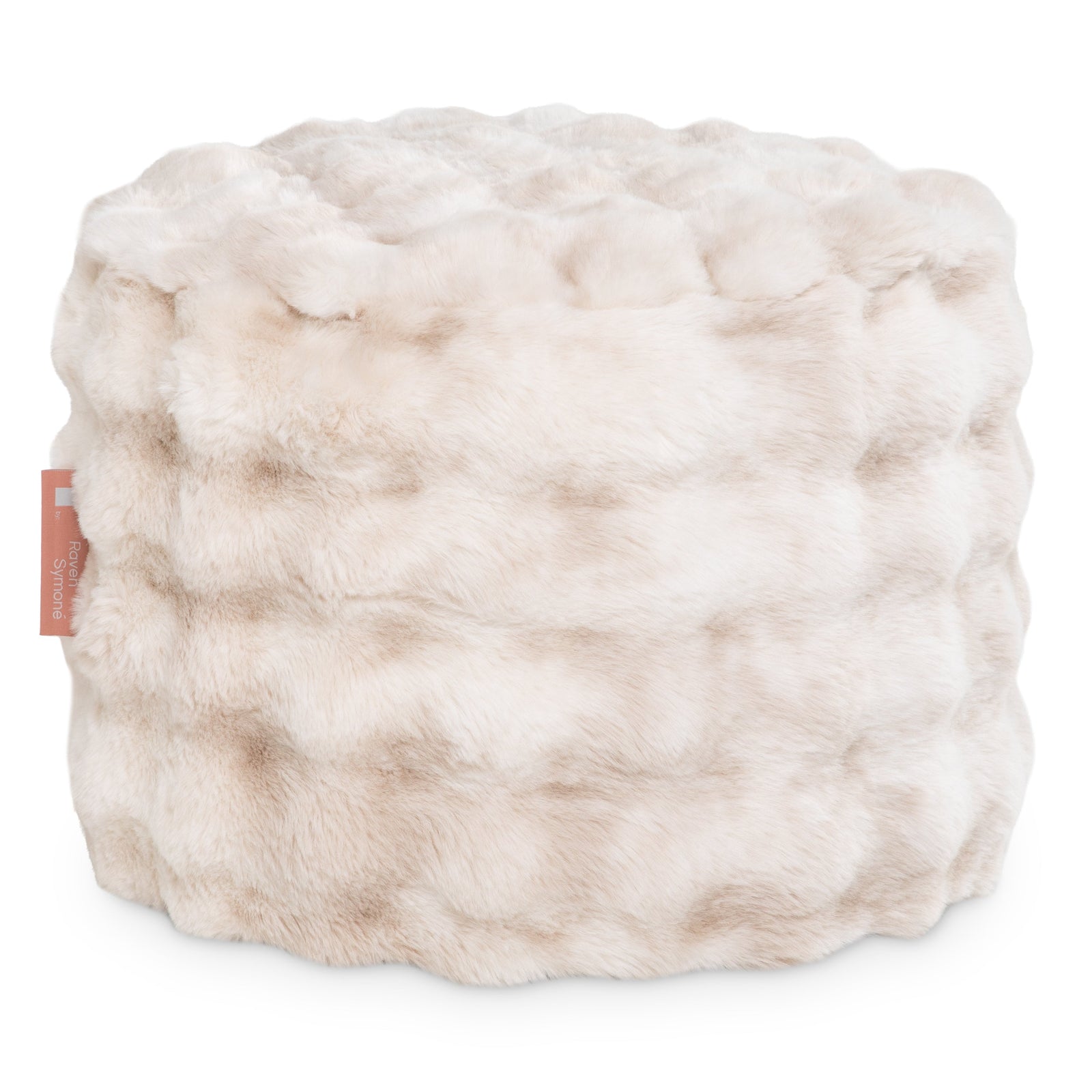 Raven Round Ottoman by Raven-Symoné in Phantom Cream Faux Fur