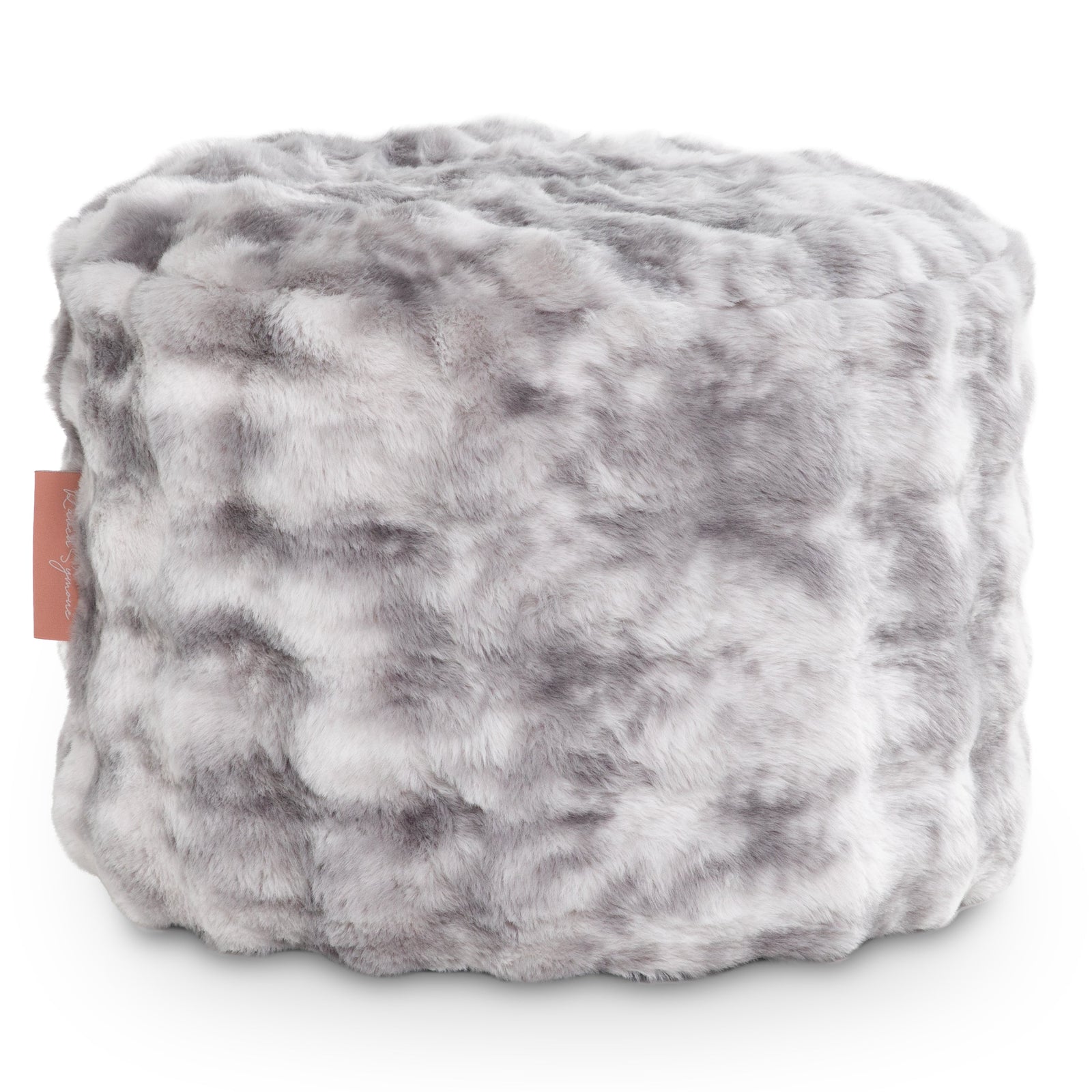 Raven Round Ottoman by Raven-Symoné in Phantom Gray Faux Fur