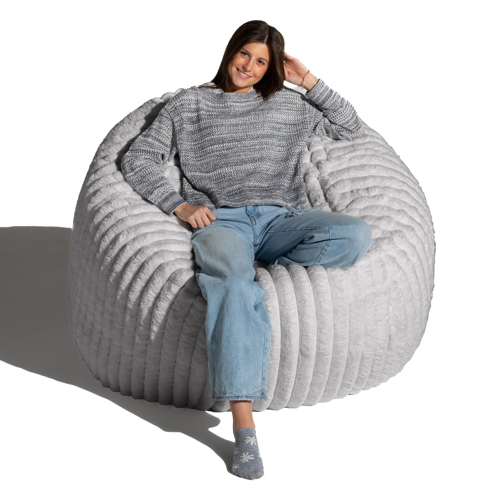 Saxx 5 in Striped Gray Faux Fur
