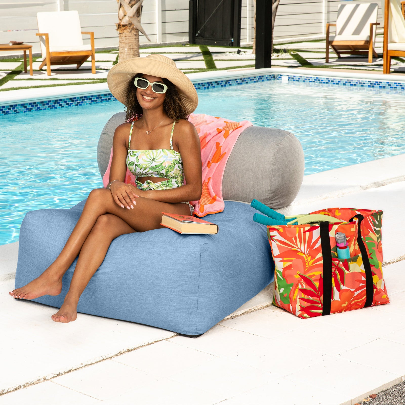 Tybee Outdoor Chair in Ocean Blue Sunbrella