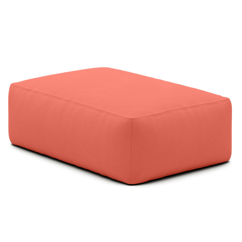 Coral Tybee Outdoor Ottoman on a white background