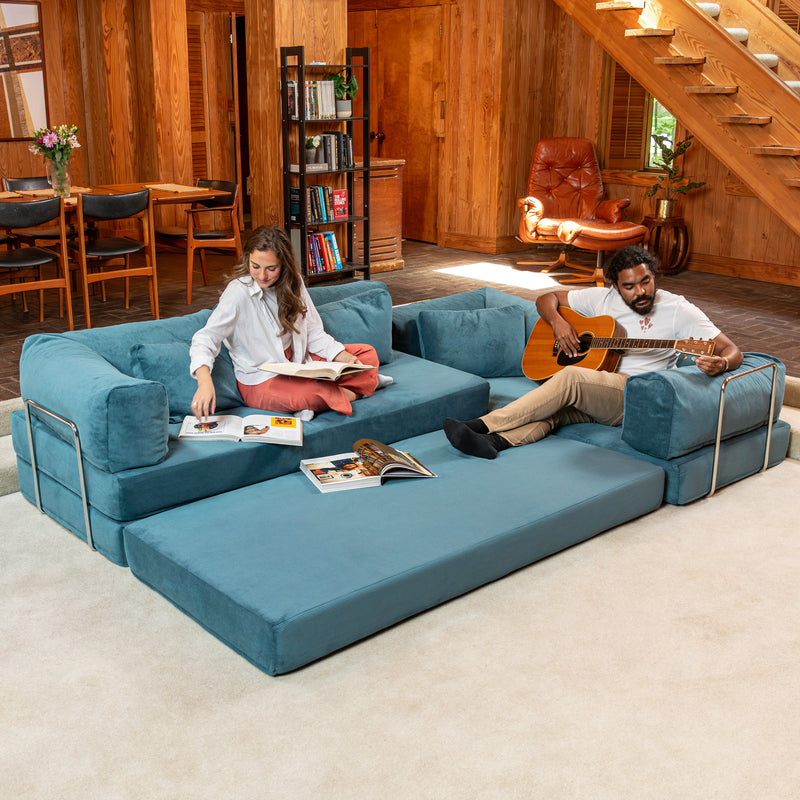 Unsofa® in Aqua FibreGuard Pindrive Microvelvet