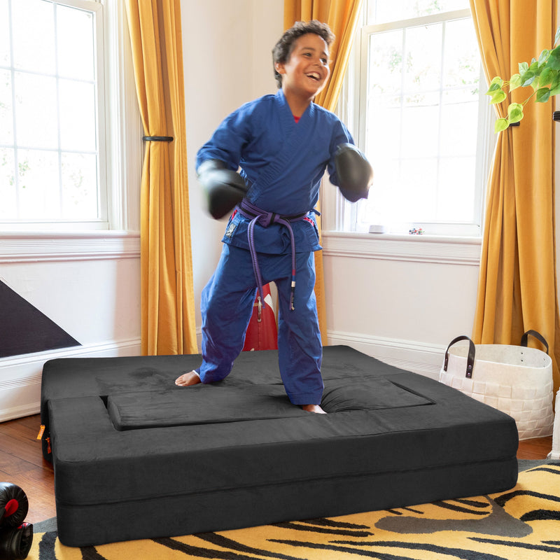 Zipline Jr Sofa in Black Microsuede