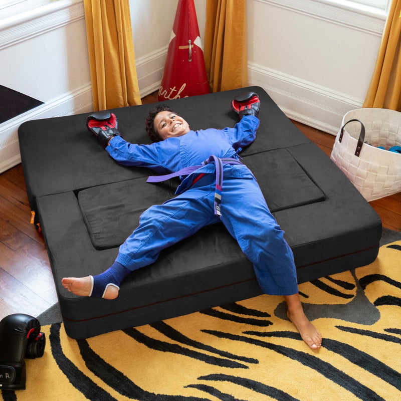 Zipline Jr Sofa in Black Microsuede