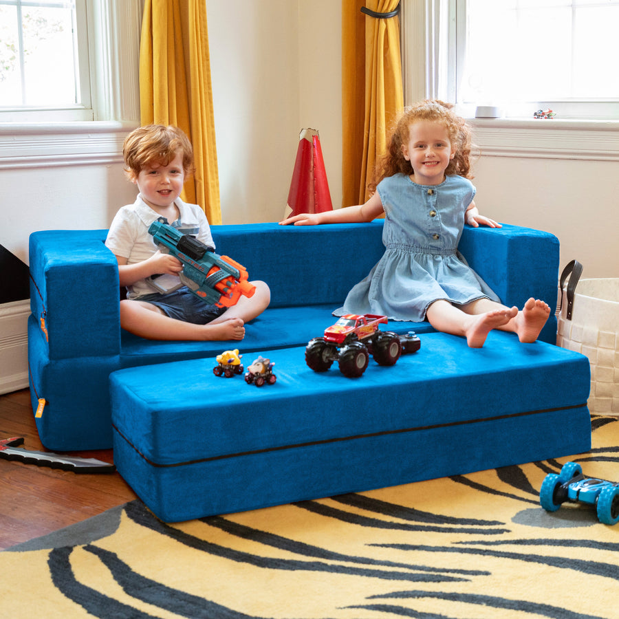Zipline Jr Sofa in Blue Microsuede