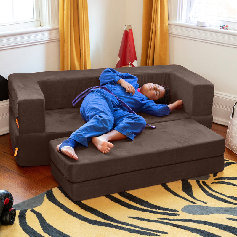 Zipline Jr Sofa in Chocolate Microsuede