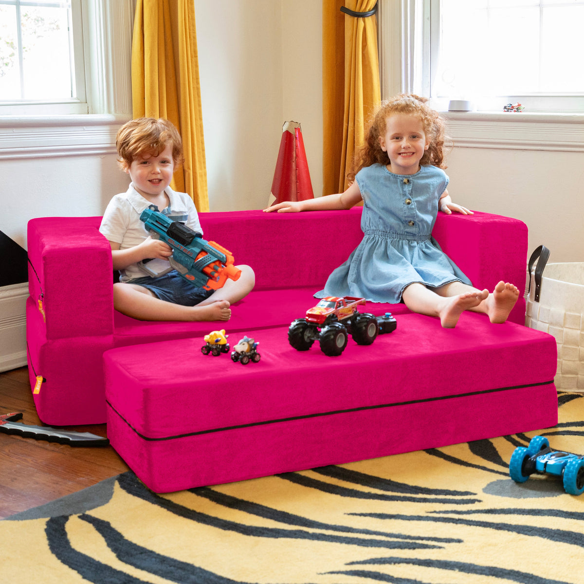 Zipline Jr Sofa in Fuchsia Microsuede