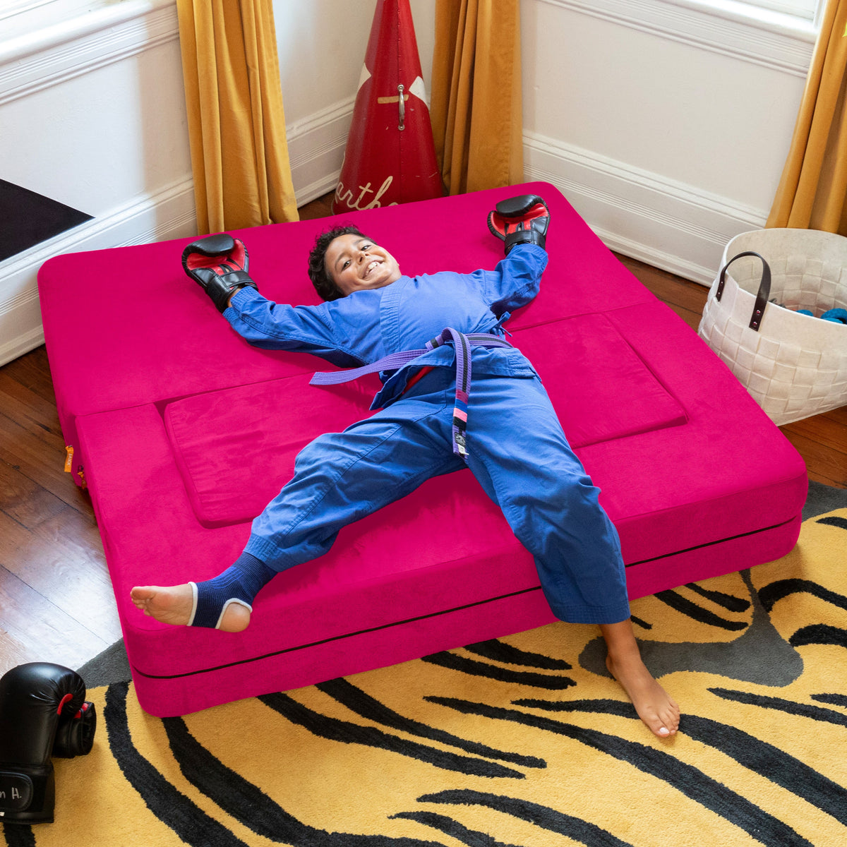 Zipline Jr Sofa in Fuchsia Microsuede