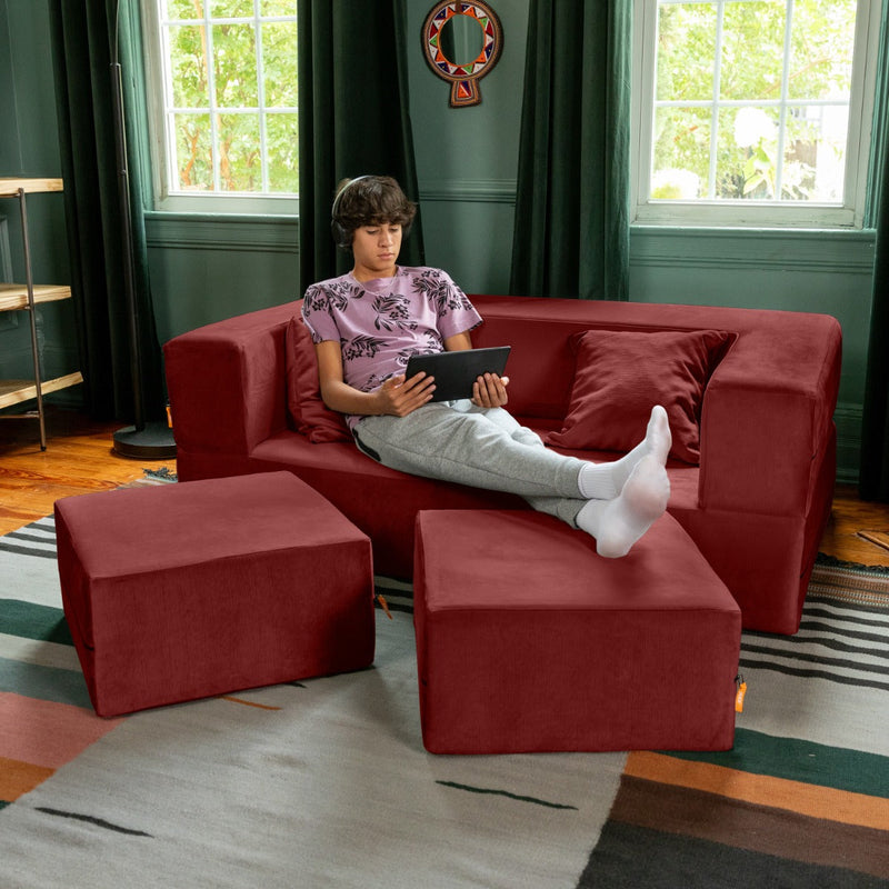Zipline Loveseat in Berry Microvelvet
