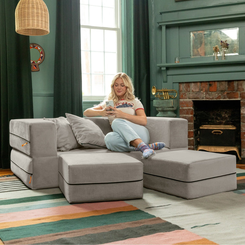 Zipline Loveseat in Dark Gray Microvelvet
